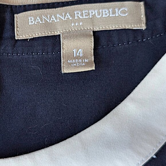 Banana Republic Sleeveless A-line Dress Navy and White Size 14 - Picture 2 of 6